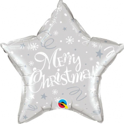Balónek fóliový Merry Christmas Hvězda stříbrná