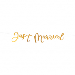 Banner "Just Married" svatba zlatá 91.5 cm