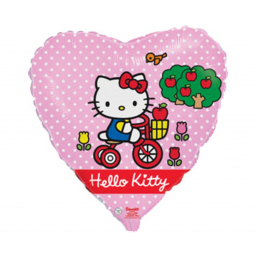 Balónek foliový Hello Kitty na kole srdce
