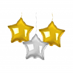Balónky fóliové Hvězdy stříbrné, zlaté 3 ks