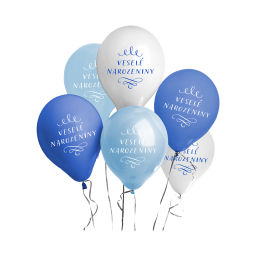 Balónky latexové Veselé narozeniny modré 6 ks