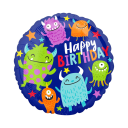 Balónek fóliový Happy Birthday strašidýlka