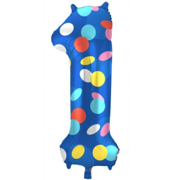 Balónek fóliový 86 cm číslo 01 barevné puntíky