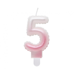 Svíčka dortová růžovo-bílá číslo 5