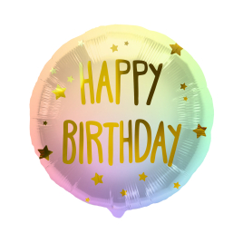 Balónek fóliový Happy Birthday Kolo ombré s hvězdičkami