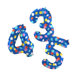 Balónky fóliové 86 cm barevné puntíky čísla