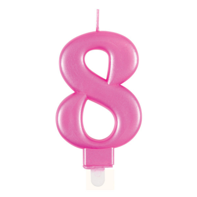 Svíčka dortová růžová číslo 8                    