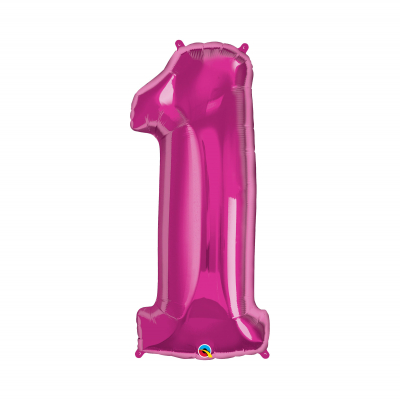 Balónek fóliový 92 cm číslo 01 tm.růžový                    