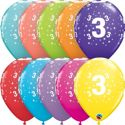 Balónky latexové Ročník 3 barevné 6 ks                    