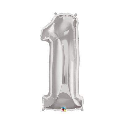 Balónek fóliový 92 cm číslo 01 stříbrný                    