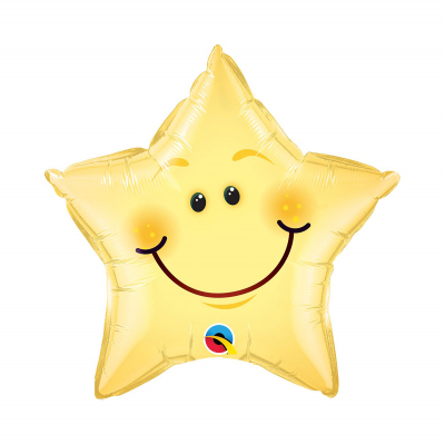 Balónek fóliový Hvězdička smajlík žlutá                    