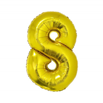Balónek fóliový 92 cm číslo 08 zlatý                    