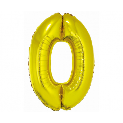 Balónek fóliový 76 cm číslo 0 zlatý                    