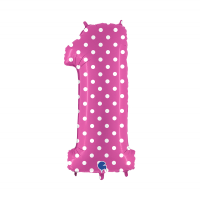 Levně Balónek fóliový 102 cm číslo 01 růžový puntík Albi