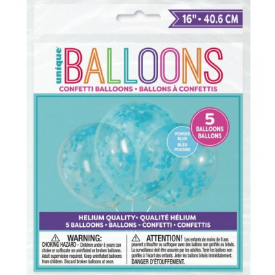 Balónky latexové s konfetami modrá srdíčka 5 ks                    