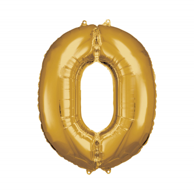 Balónek fóliový 88 cm číslo 0 zlatý                    