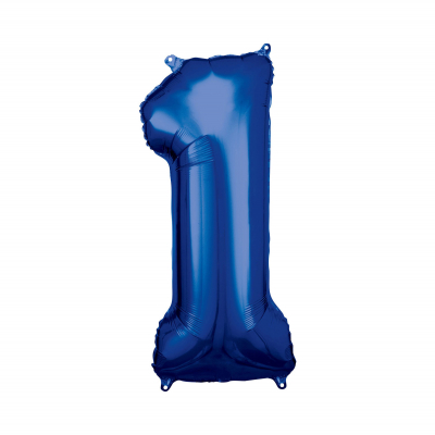 Balónek fóliový 88 cm číslo 01 modrý                    