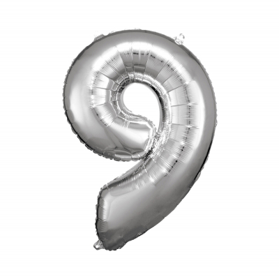 Levně Balónek fóliový 88 cm číslo 09 stříbrný Albi