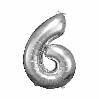 Levně Balónek fóliový 88 cm číslo 06 stříbrný Albi