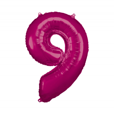 Balónek fóliový 88 cm číslo 09 tm.růžový                    
