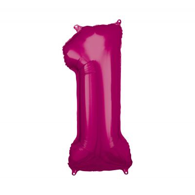 Balónek fóliový 88 cm číslo 01 tm.růžový                    
