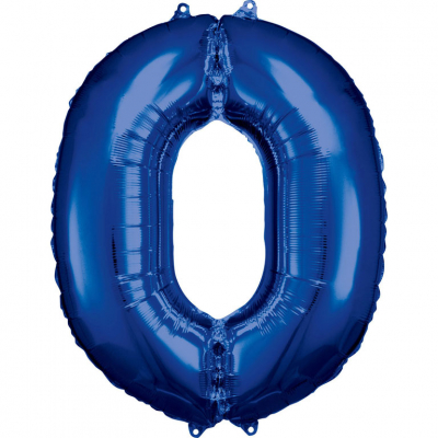 Balónek fóliový 88 cm číslo 0 modrý                    