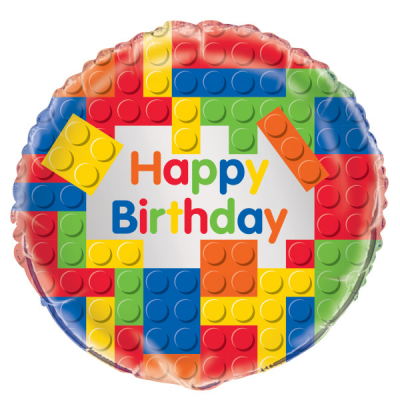 Balónek foliový Happy Birthday Lego kostičky                    