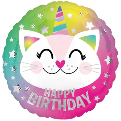 Balónek fóliový Happy Birthday kočkorožec                    