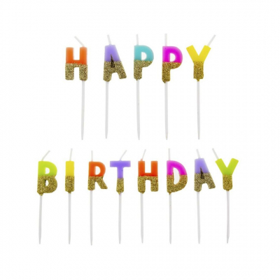 Svíčky dortové 13 ks Happy Birthday                    