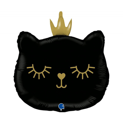 Balónek fóliový Černá kočka s korunkou                    