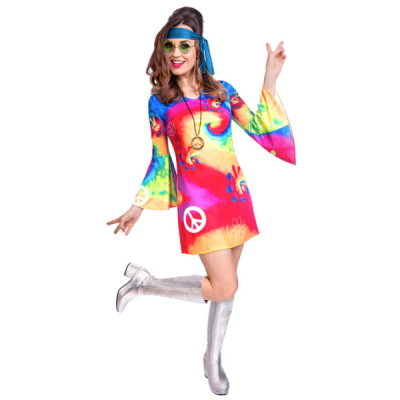 Kostým Hippie šaty barevné vel.L                    