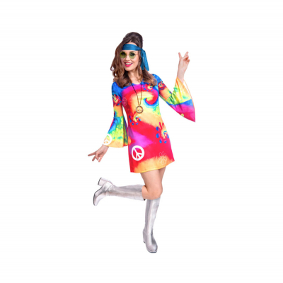 Kostým Hippie šaty barevné vel.L                    