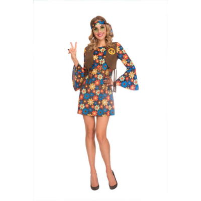 Kostým Hippie šaty s květy vel.S                    
