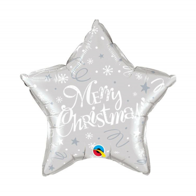 Balónek fóliový Merry Christmas Hvězda stříbrná                    