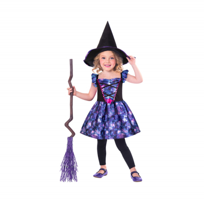 Kostým dětský čarodějka s kloboukem vel.4-6 roky                    