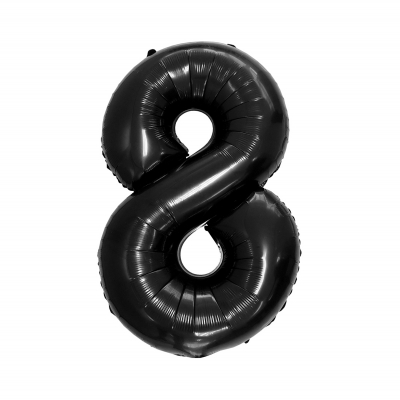 Balónek fóliový 92 cm číslo 08 černý                    