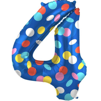 Levně Balónek fóliový 86 cm číslo 04 barevné puntíky Albi