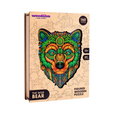 Dřevěné barevné puzzle - Moudrý medvěd                    