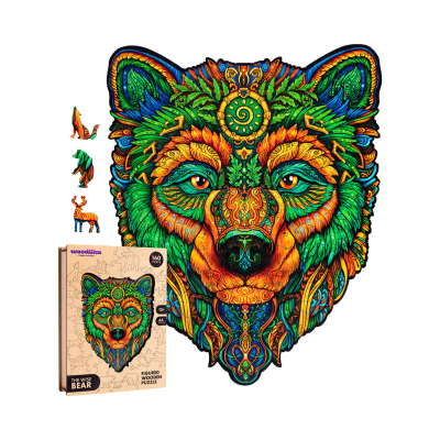                             Dřevěné barevné puzzle - Moudrý medvěd                        