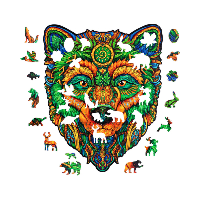                             Dřevěné barevné puzzle - Moudrý medvěd                        