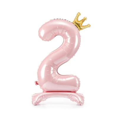 Levně Balónek fóliový Stojící číslo s korunkou růžová 84 cm - Číslice 2 Albi