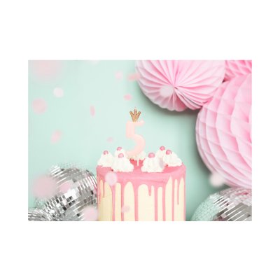                             Svíčky dortové růžové s korunkou čísla                        
