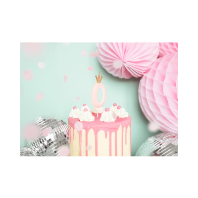                            Svíčky dortové růžové s korunkou čísla                        