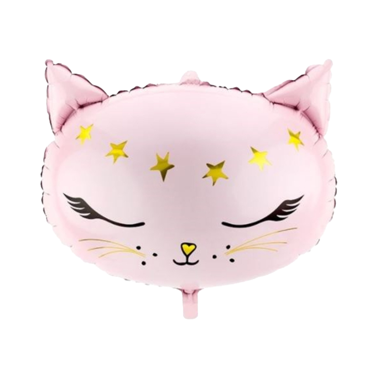 Balónek fóliový Kočka růžová s hvězdami                    