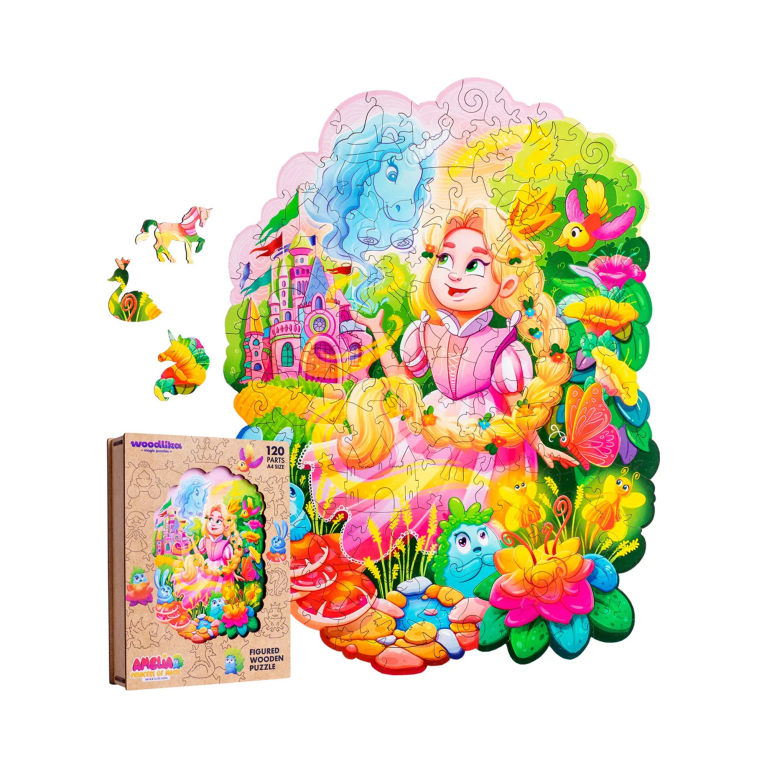                             Dřevěné barevné puzzle - Amelia Princezna Magie                        