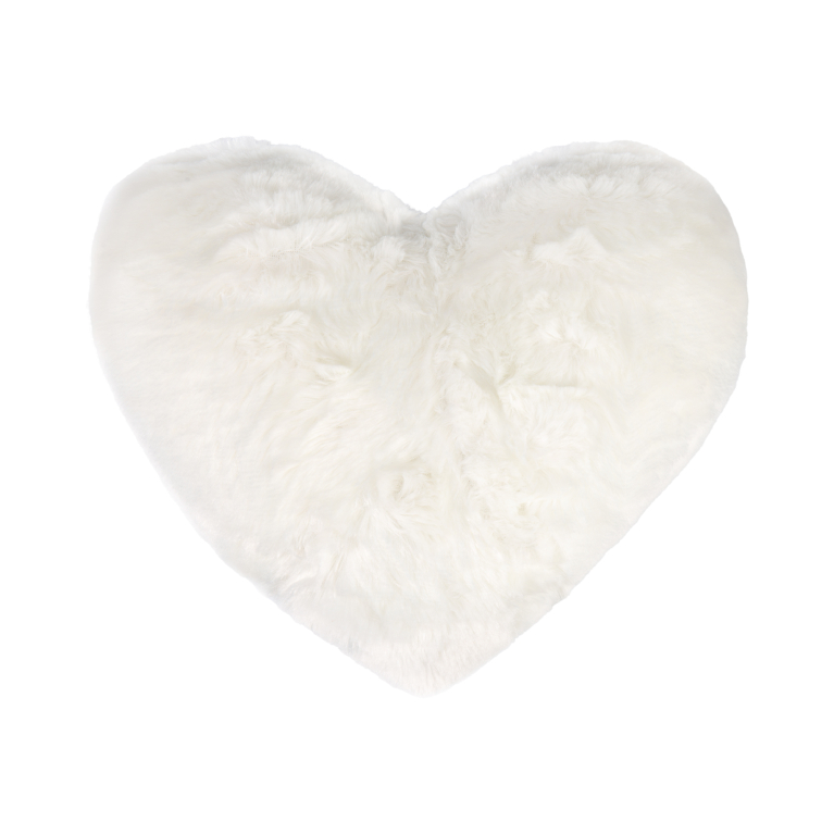                             Plyšový polštář - Bílé srdce                        