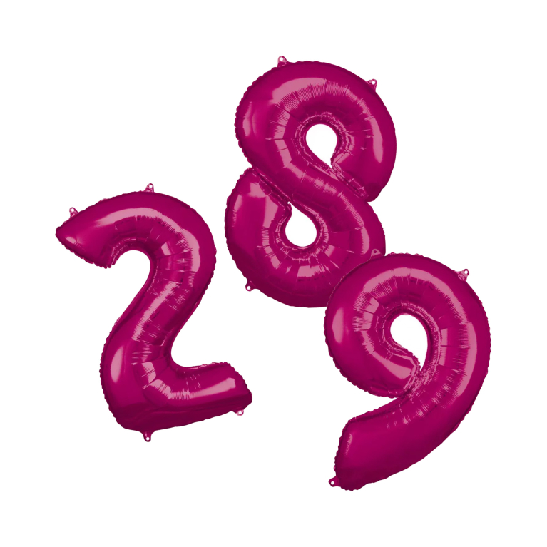 Balónky fóliové 88 cm tmavě růžová čísla                    