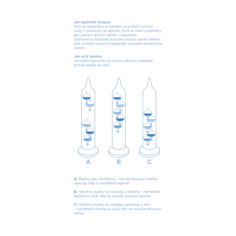                             Galileův skleněný teploměr - 28 cm                        